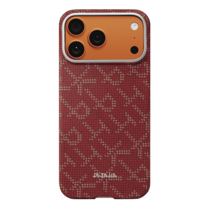 Чехол для iPhone 17 Pro Pitaka Monogram Edge Ultra-Slim Case (KI1702PTK), красно/золотой