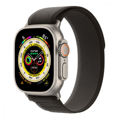 Apple Watch Ultra, 49 мм корпус из титана цвета «Natural», ремешок Trail Loop размера S/M цвета «Black/Gray»