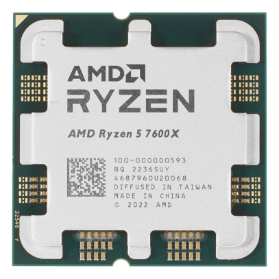 Процессор AMD Ryzen 5 7600X, 4.7 ГГц (Turbo 5.3 ГГц), AM5, OEM (100-000000593)