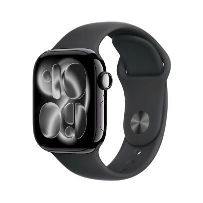Apple Watch Series 11, 46 мм корпус из алюминия цвета «Jet Black», ремешок Sport Band размера M/L цвета «Black»