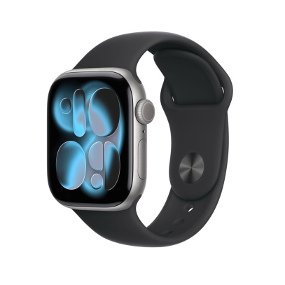 Apple Watch Series 11, 46 мм корпус из алюминия цвета «Space Gray», ремешок Sport Band размера M/L цвета «Black»