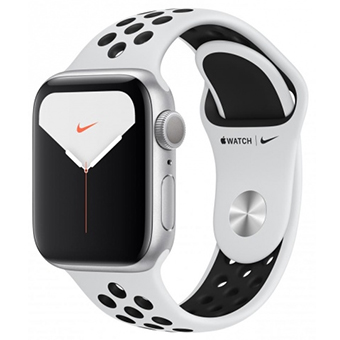 Apple Watch Nike+ Series 5, 44 мм, корпус из алюминия серебристого цвета, спортивный ремешок Nike цвета «чистая платина/чёрный»