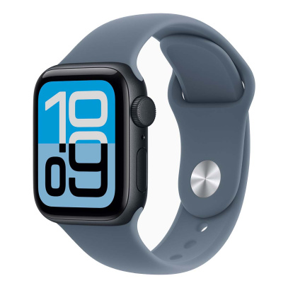 Apple Watch SE 3 (2025), 44 мм корпус из алюминия цвета «Midnight», ремешок Sport Band размера S/M цвета «Anchor Blue» Apple Watch SE 3 (2025), 44 мм корпус из алюминия цвета «Midnight», ремешок Sport Band размера S/M цвета «Anchor Blue»