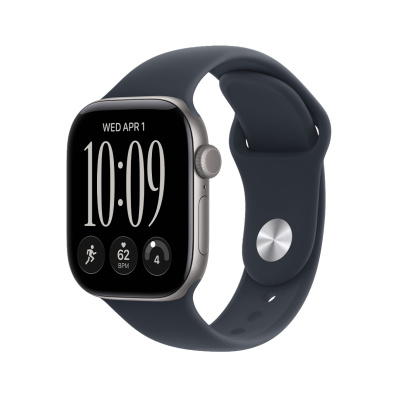 Apple Watch Series 12, 42 мм корпус из алюминия цвета «Space Gray», ремешок Sport Band размера S/M цвета «Navy Blue»