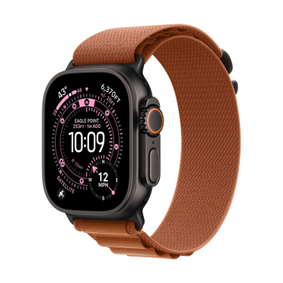 Apple Watch Ultra 3 (2025), 49 мм корпус из титана цвета «Black», ремешок Alpine Loop размера M цвета «Terra Cotta»