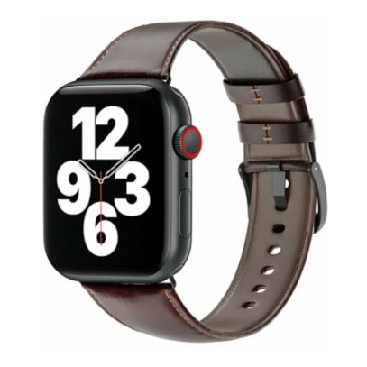 Кожаный ремешок для Apple Watch 42/44/45/49 мм WiWU (Wi-WB003) Coffee, темно-коричневый