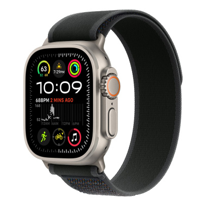 Apple Watch Ultra 2 (2024), 49 мм корпус из титана цвета «Natural», ремешок Trail Loop размера M/L цвета «Black» Apple Watch Ultra 2 (2024), 49 мм корпус из титана цвета «Natural», ремешок Trail Loop размера M/L цвета «Black»
