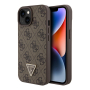 Чехол Guess для iPhone 15 PU 4G Triangle Diamond metal logo Hard (GUHCP15SP4TDPW) Коричневый