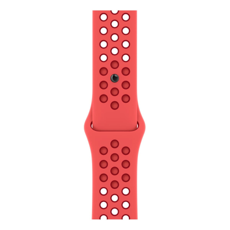 Apple Watch Nike SE (2022), 44 мм корпус из алюминия цвета «Starlight», ремешок Nike Sport Band размера M/L цвета «Bright Crimson/Gym Red»