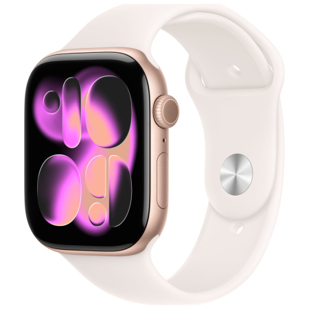 Apple Watch Series 11, 46 мм корпус из алюминия цвета «Rose Gold», ремешок Sport Band размера M/L цвета «Light Blush»