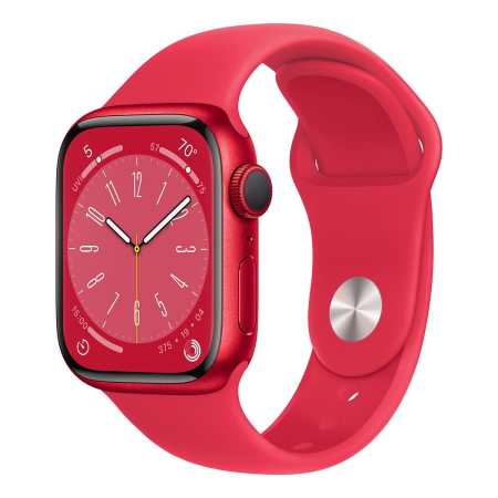 Apple Watch Series 8, 41 мм корпус из алюминия цвета (PRODUCT)RED™, ремешок Sport Band размера M/L цвета (PRODUCT)RED™