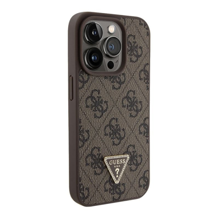 Чехол Guess для iPhone 15 Pro Max Crossbody PU 4G Triangle Diamond logo Hard + Universal Strap (GUHCP15XP4TDSCPW) Коричневый