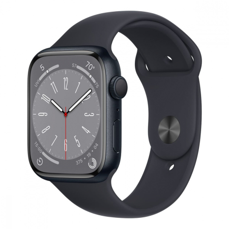 Apple Watch Series 8, 45 мм корпус из алюминия цвета «Midnight», ремешок Sport Band размера M/L цвета «Midnight»