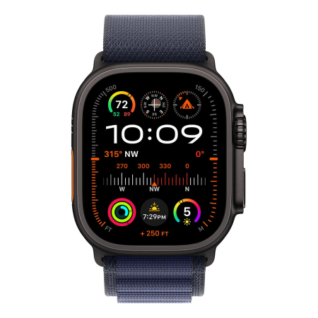 Apple Watch Ultra 2 (2024), 49 мм корпус из титана цвета «Black», ремешок Alpine Loop размера L цвета «Navy» Apple Watch Ultra 2 (2024), 49 мм корпус из титана цвета «Black», ремешок Alpine Loop размера L цвета «Navy»