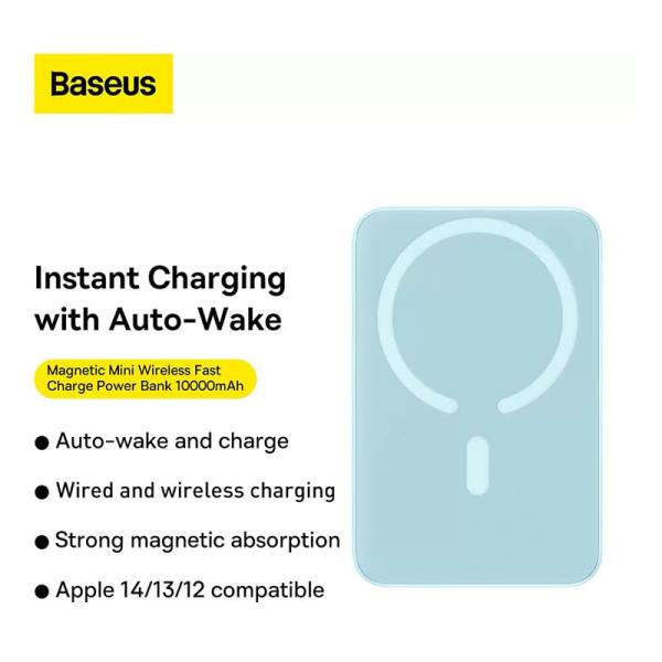 Внешний аккумулятор Baseus 10000mAh Magnetic Wireless Charging Power Bank 20W (PPCXM10) Голубой