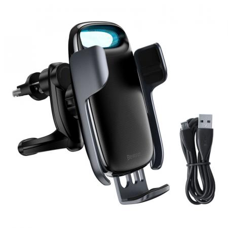 Автомобильный держатель с беспроводной зарядкой Baseus Milky Way Electric Bracket Wireless Charger, 15W (WXHW02-01) Черный