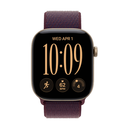 Apple Watch Series 12, 46 мм корпус из алюминия цвета «Light Gold», ремешок Sport Loop цвета «Burgundy»
