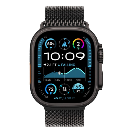 Apple Watch Ultra 2 (2024), 49 мм корпус из титана цвета «Black», ремешок Titanium Milanese Loop размера S цвета «Black»