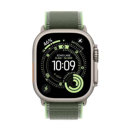 Apple Watch Ultra 3 (2025), 49 мм корпус из титана цвета «Natural», ремешок Trail Loop размера S/M цвета «Green/Neon» Apple Watch Ultra 3 (2025), 49 мм корпус из титана цвета «Natural», ремешок Trail Loop размера S/M цвета «Green/Neon»