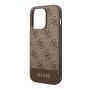 Чехол Guess для iPhone 14 Pro PU 4G Bottom stripe Metal logo Hard (GUHCP14LG4GLBR) Коричневый