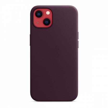 Чехол Leather Case MagSafe для Apple iPhone 13, кожа, «тёмная вишня»