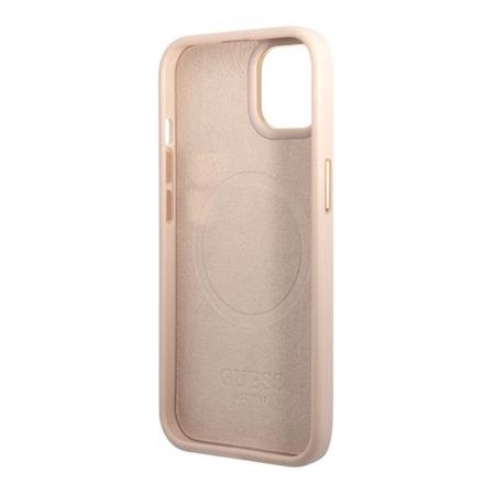 Чехол Guess для iPhone 13 с Magsafe PU 4G Plate metal logo Hard (GUHMP13MU4GPRP) Розовый