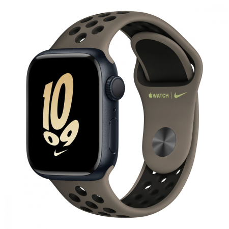 Apple Watch Nike Series 8, 41 мм корпус из алюминия цвета «Midnight», ремешок Nike Sport Band размера M/L цвета «Olive Grey/Black»