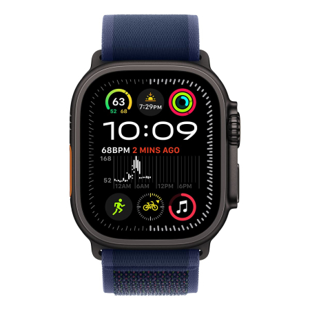 Apple Watch Ultra 2 (2024), 49 мм корпус из титана цвета «Black», ремешок Trail Loop размера M/L цвета «Blue» Apple Watch Ultra 2 (2024), 49 мм корпус из титана цвета «Black», ремешок Trail Loop размера M/L цвета «Blue»