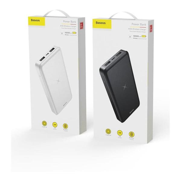 Внешний аккумулятор с беспроводной зарядкой Baseus M36 10000mAh (PPALL-M3602) Белый