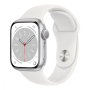 Apple Watch Series 8, 41 мм корпус из алюминия цвета «Silver», ремешок Sport Band размера M/L цвета «White»