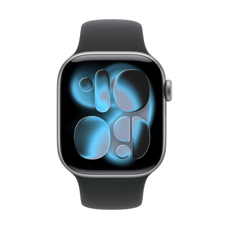 Apple Watch Series 11, 46 мм корпус из алюминия цвета «Space Gray», ремешок Sport Band размера M/L цвета «Black» Apple Watch Series 11, 46 мм корпус из алюминия цвета «Space Gray», ремешок Sport Band размера M/L цвета «Black»
