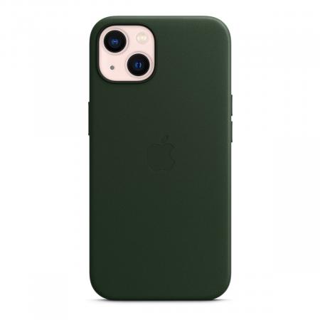 Чехол Leather Case MagSafe для Apple iPhone 13, кожа, «зелёная секвойя»