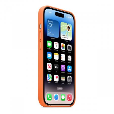 Чехол Leather Case MagSafe для Apple iPhone 14 Pro «Orange»