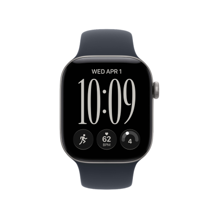 Apple Watch Series 12, 42 мм корпус из алюминия цвета «Space Gray», ремешок Sport Band размера S/M цвета «Navy Blue»