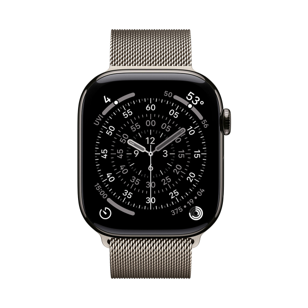 Apple Watch Series 11, 42 мм корпус из титана цвета «Natural», ремешок Milanese Loop цвета «Natural»