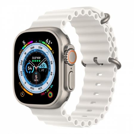 Apple Watch Ultra, 49 мм корпус из титана цвета «Natural», ремешок Ocean Band цвета «White»