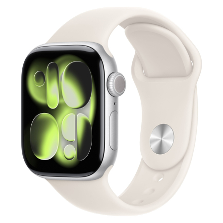 Apple Watch Series 11, 46 мм корпус из алюминия цвета «Silver», ремешок Sport Band размера M/L цвета «Light Blush» Apple Watch Series 11, 46 мм корпус из алюминия цвета «Silver», ремешок Sport Band размера M/L цвета «Light Blush»