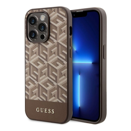 Чехол Guess для iPhone 14 Pro Max с Magsafe CG Mobile GCUBE Stripes (GUHMP14XHGCFSEW) Коричневый