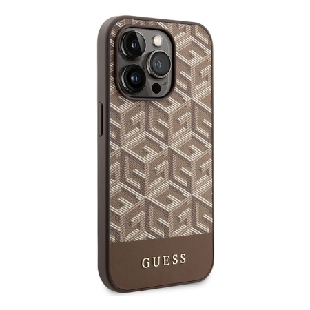 Чехол Guess для iPhone 14 Pro Max с Magsafe CG Mobile GCUBE Stripes (GUHMP14XHGCFSEW) Коричневый