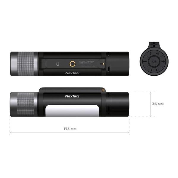 Фонарик Xiaomi NexTool Natuo Outdoor 12в1 Thunder Music Flashlight - фонарь, повербанк, колонка, цветомузыка (NE20161) Черный