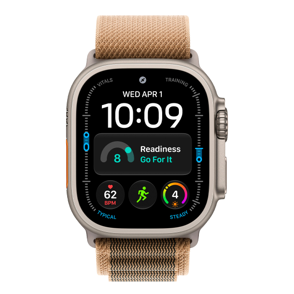 Apple Watch Ultra 4, 49 мм корпус из титана цвета «Natural», ремешок Alpine Loop цвета «Desert» размера M