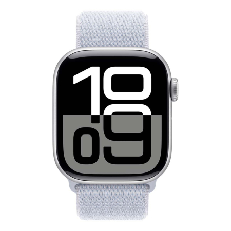 Apple Watch Series 10, 42 мм корпус из алюминия цвета «Silver», ремешок Sport Loop цвета «Blue Cloud» Apple Watch Series 10, 42 мм корпус из алюминия цвета «Silver», ремешок Sport Loop цвета «Blue Cloud»