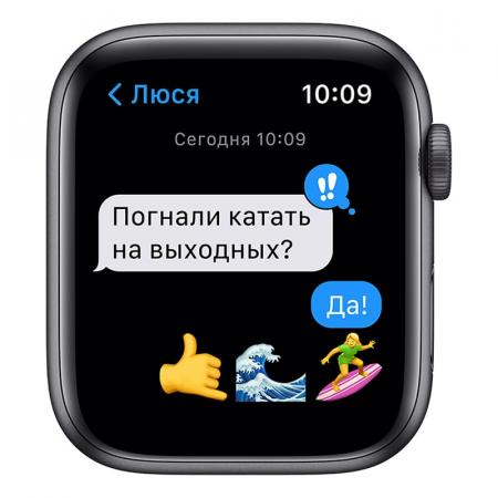 Apple Watch SE (2020), 44 мм корпус из алюминия цвета «серый космос» спортивный ремешок цвета «Midnight»