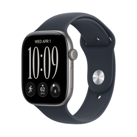 Apple Watch Series 12, 46 мм корпус из алюминия цвета «Space Gray», ремешок Sport Band размера S/M цвета «Navy Blue»