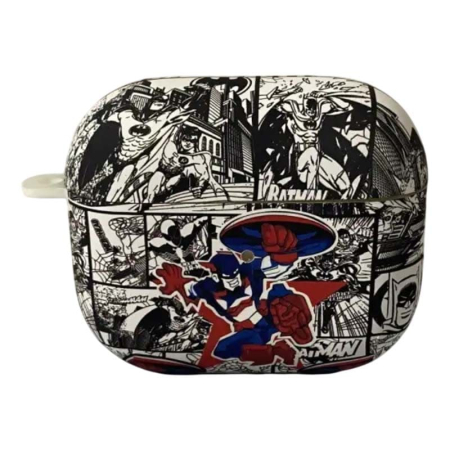Чехол для AirPods 3 COQUE POUR Белый с рисунком Captain America