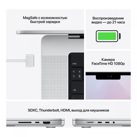 Apple MacBook Pro 16" (M1 Pro 10C CPU, 16C GPU, 2021) 16/512Gb SSD (MK1E3) Silver, серебристый