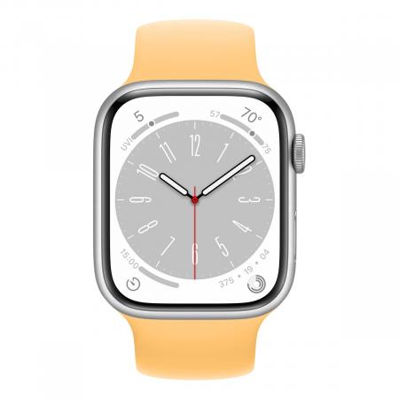 Apple Watch Series 8, 45 мм корпус из алюминия серебристого цвета, ремешок цвета «Sunglow»