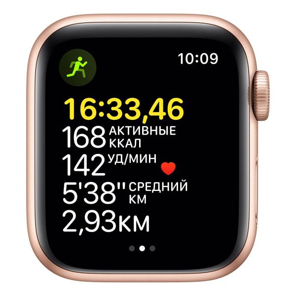 Apple Watch SE (2020), 40 мм корпус из алюминия золотого цвета, спортивный ремешок цвета «Starlight»