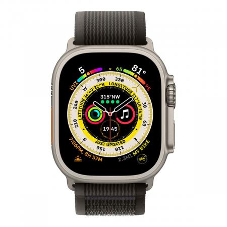 Apple Watch Ultra, 49 мм корпус из титана цвета «Natural», ремешок Trail Loop размера S/M цвета «Black/Gray»