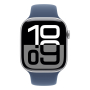 Apple Watch Series 10, 46 мм корпус из алюминия цвета «Silver», ремешок Sport Band размера S/M цвета «Denim» Apple Watch Series 10, 46 мм корпус из алюминия цвета «Silver», ремешок Sport Band размера S/M цвета «Denim»